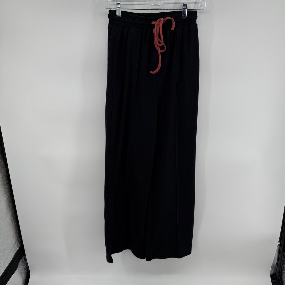 CIDER Black Wide Leg Lounge Pants Drawstring‎ Waist Pockets XS